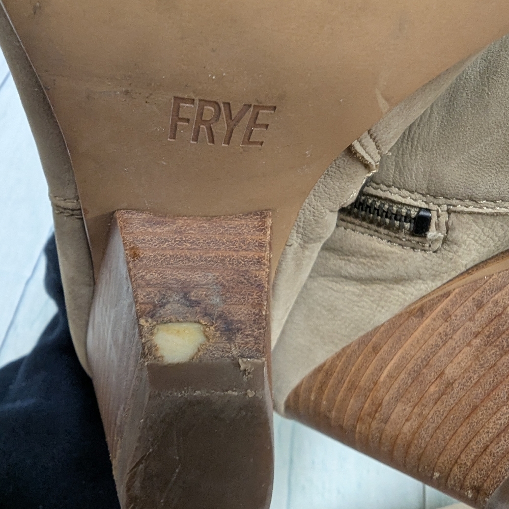 Frye leather cowgirl ankle booties with heels. - Picture 8 of 9